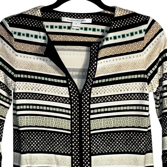 Diane von Furstenberg DVF Rose Silk Shift Dress Geometric Print Size 0 - Picture 3 of 12